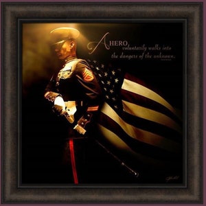 Heroes Of A Nation - Marine by Jason Bullard 22x22 Veteran Military Service Flag Patriotic Framed Art Print Picture