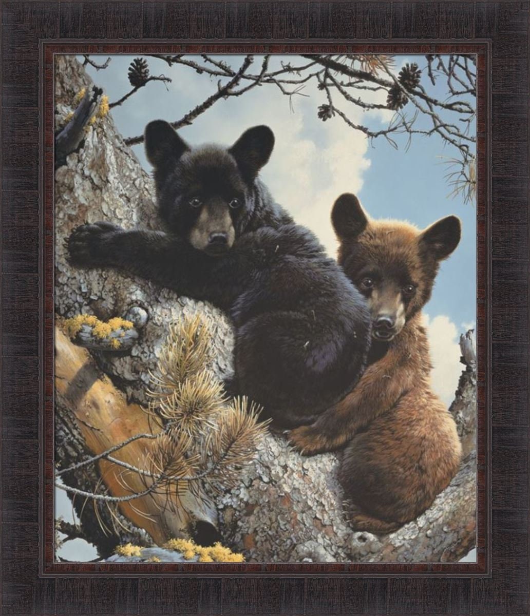 High Adventure by Carl Brenders 25x29 Black Bear Cubs Twins