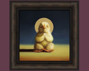 Yoga Chick - Lotus by Lucia Heffernan 16x16 Baby Chicken Zen Meditating Yoga Pose Humorous Framed Art Print Picture