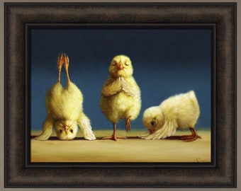 Yoga Chicks by Lucia Heffernan 16x20 Cute Baby Chickens Poses Chick Humorous Framed Art Print Picture