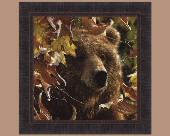 Legend of The Fall by Collin Bogle 23x23 Bear Leaves Framed Art Print Wall Décor Picture