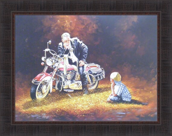 When I Grow Up by Dave Barnhouse 23x29 Harley Davidson Motorcycle Bike Riding Framed Art Print Wall Decor Picture