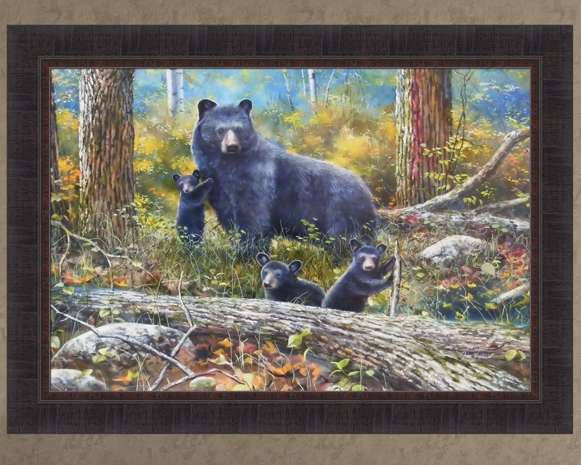 Age of Wonder by Jim Hansel 24x33 Black Bears Mama Bear and Cubs