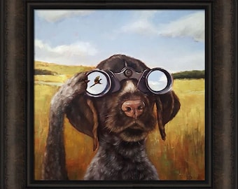 Bird Dog by Lucia Heffernan 16x16 Hunting Dog Gift For Hunters German Shorthair Pointer Humorous Framed Art Print Picture