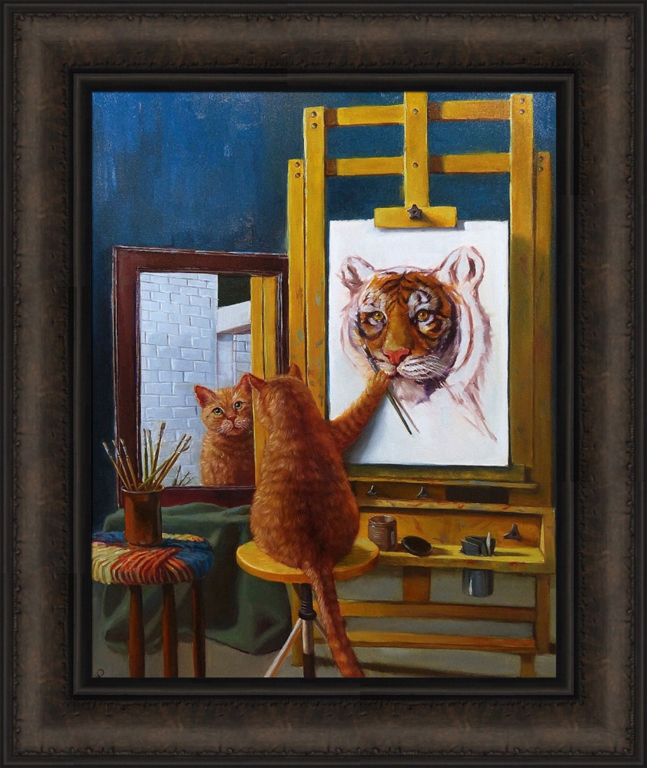 Norman Catwell by Lucia Heffernan 16x19 Humorous Funny Art Kitty