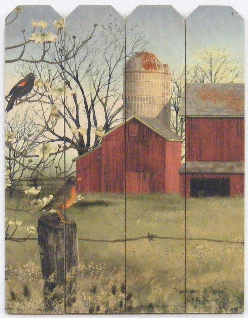 Harbingers of Spring by Billy Jacobs 9x12 Barn Red Winged Black Birds ...