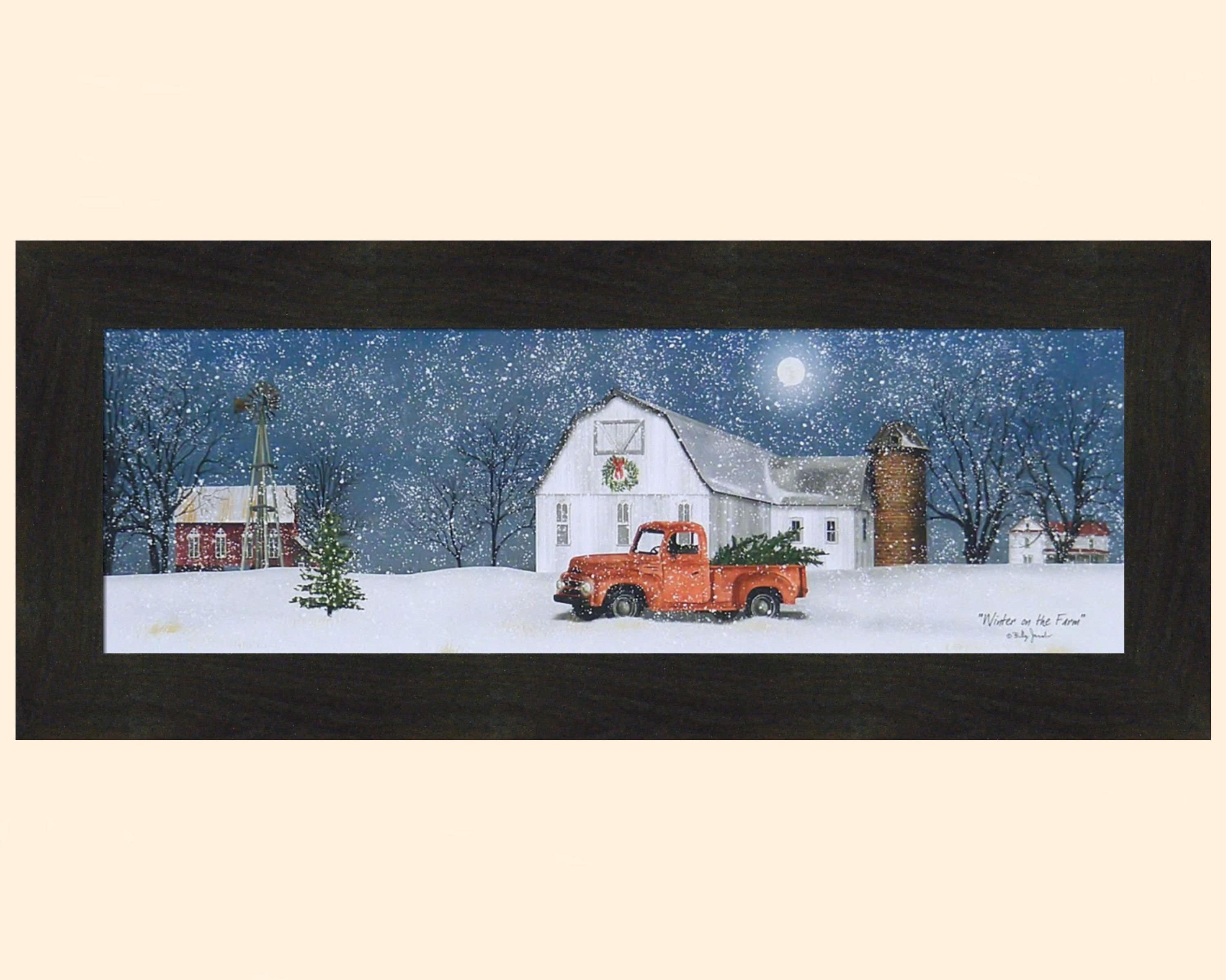 Winter on the Farm by Billy Jacobs 12x28 Christmas Trees Old Etsy
