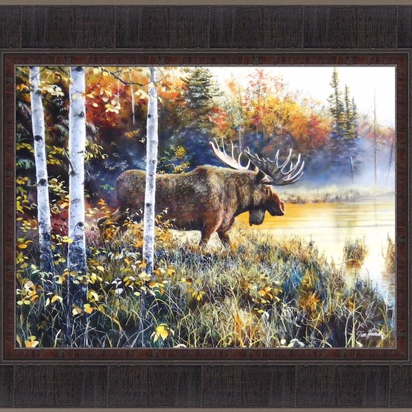 Master of His Domain by Jim Hansel 17x21 Moose Framed Art Print Wall Décor Picture HomeCabinDecor