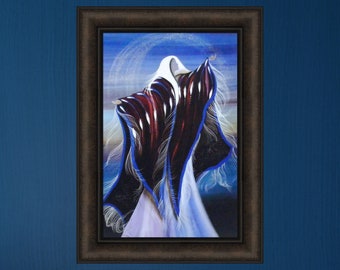 【Betty】【Ameri Vintage】MEDI CLEAR WIND Wind Whisperer by Betty Albert 16x22 Native American Indian Woman