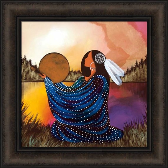 Heartbeat by Betty Albert 18x18 Native American Indian Women
