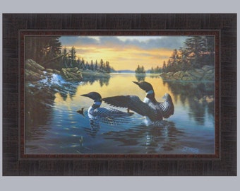 Dawn's Early Light by Derk Hansen 18x26 Loons Lake Wildlife Framed Art Print Wall Décor Picture
