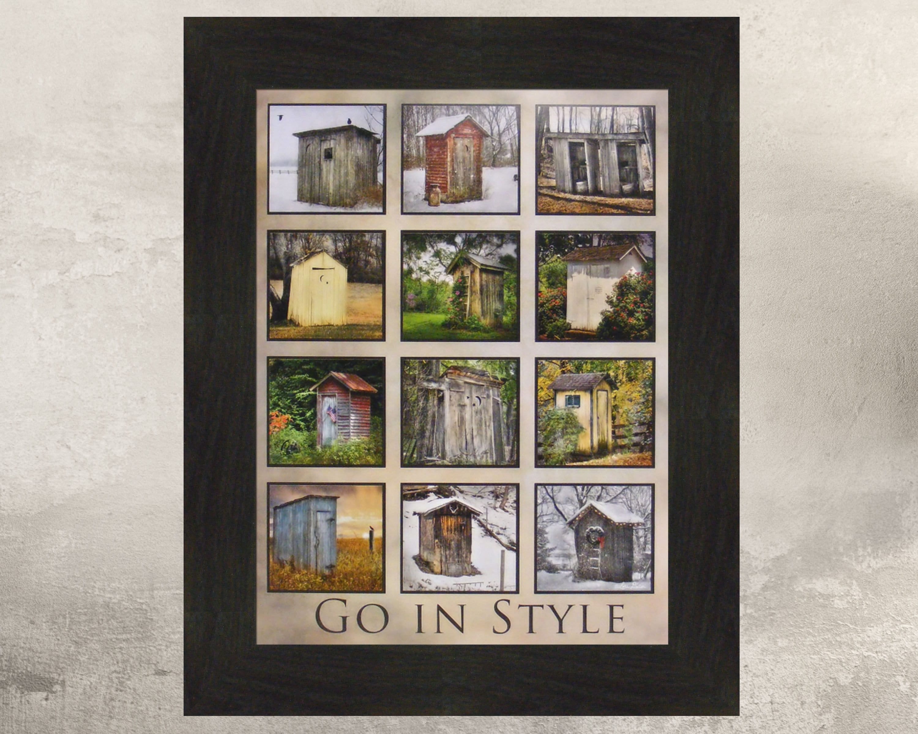 Go in Style by Lori Deiter 16x20 Outhouse Collage Photo Bathroom Décor Framed Art Print Picture Home Cabin Decor Home Cabin Decor