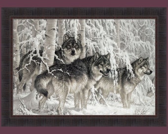 Crystal Forest by Larry Fanning 26x36 Winter Wolves Wolf Art Print Wall Décor Framed Picture