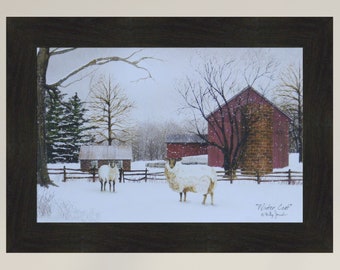 Canvas picture 8"x10" The Friendly Beasts by Billy Jacobs Snowman Barnyard 