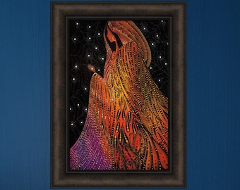 Catching Dreams by Betty Albert 16x22 Beautiful Native American Indian Woman Stars Night Sky Colorful Framed Art Print Picture