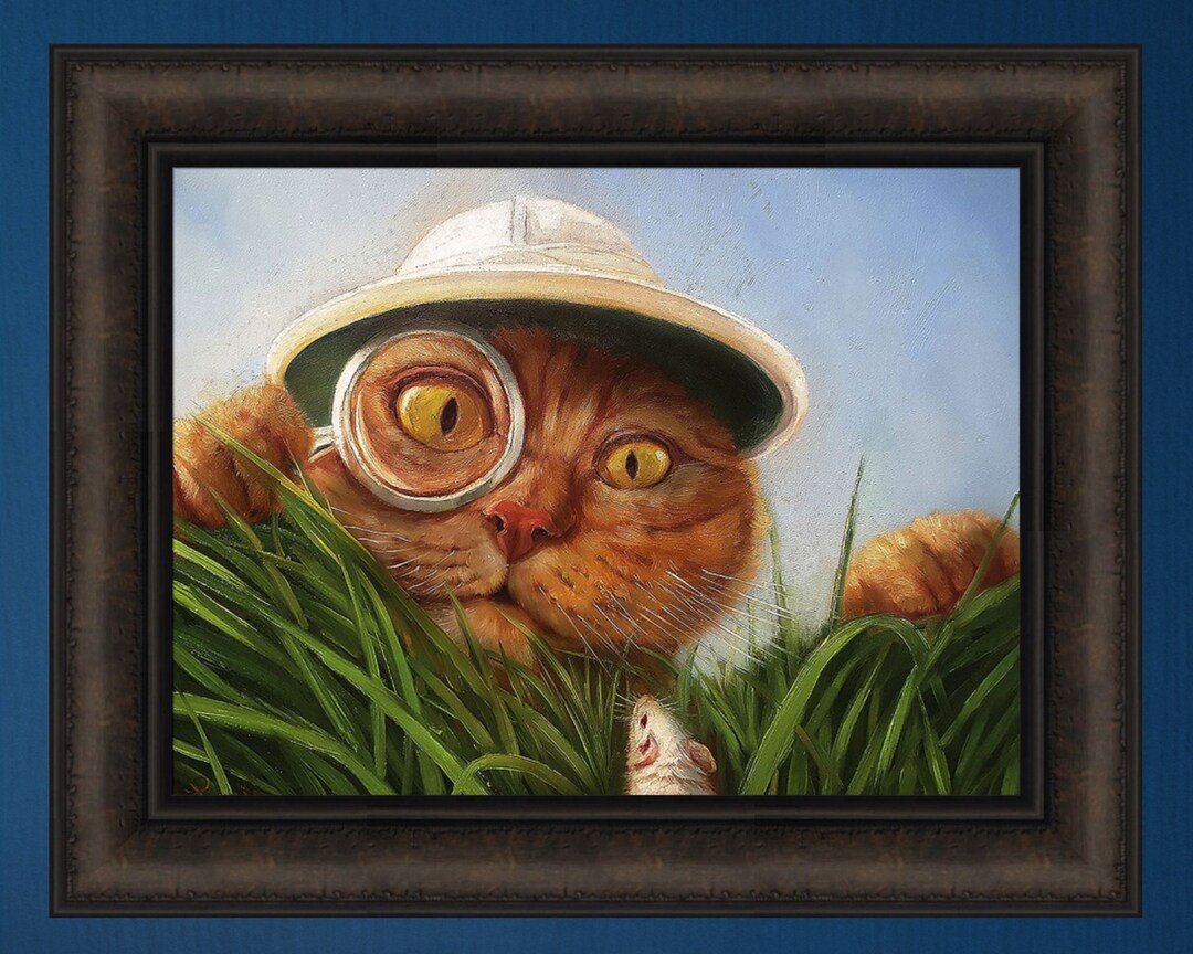 Explorer by Lucia Heffernan 16x20 Orange Ginger Cat Magnifying