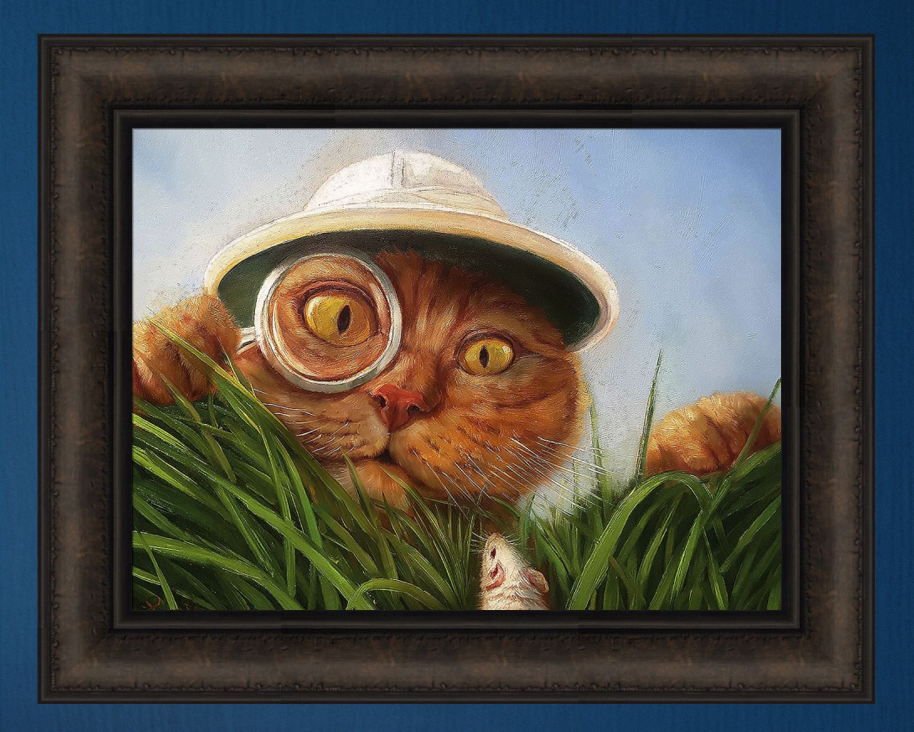 Explorer by Lucia Heffernan 16x20 Orange Ginger Cat Magnifying