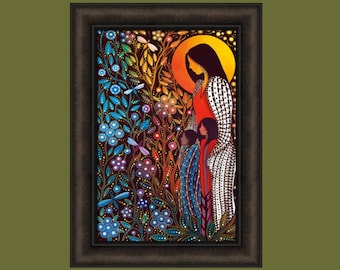 All Children Matter by Betty Albert 16x22 Native American Indian Woman Child Kid Kids Colorful Framed Art Print Picture