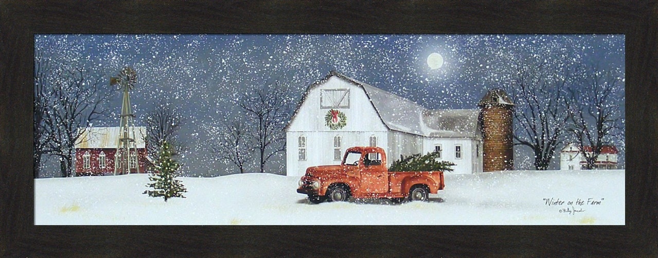 Winter On The Farm by Billy Jacobs 16x40 Christmas Trees Old Etsy