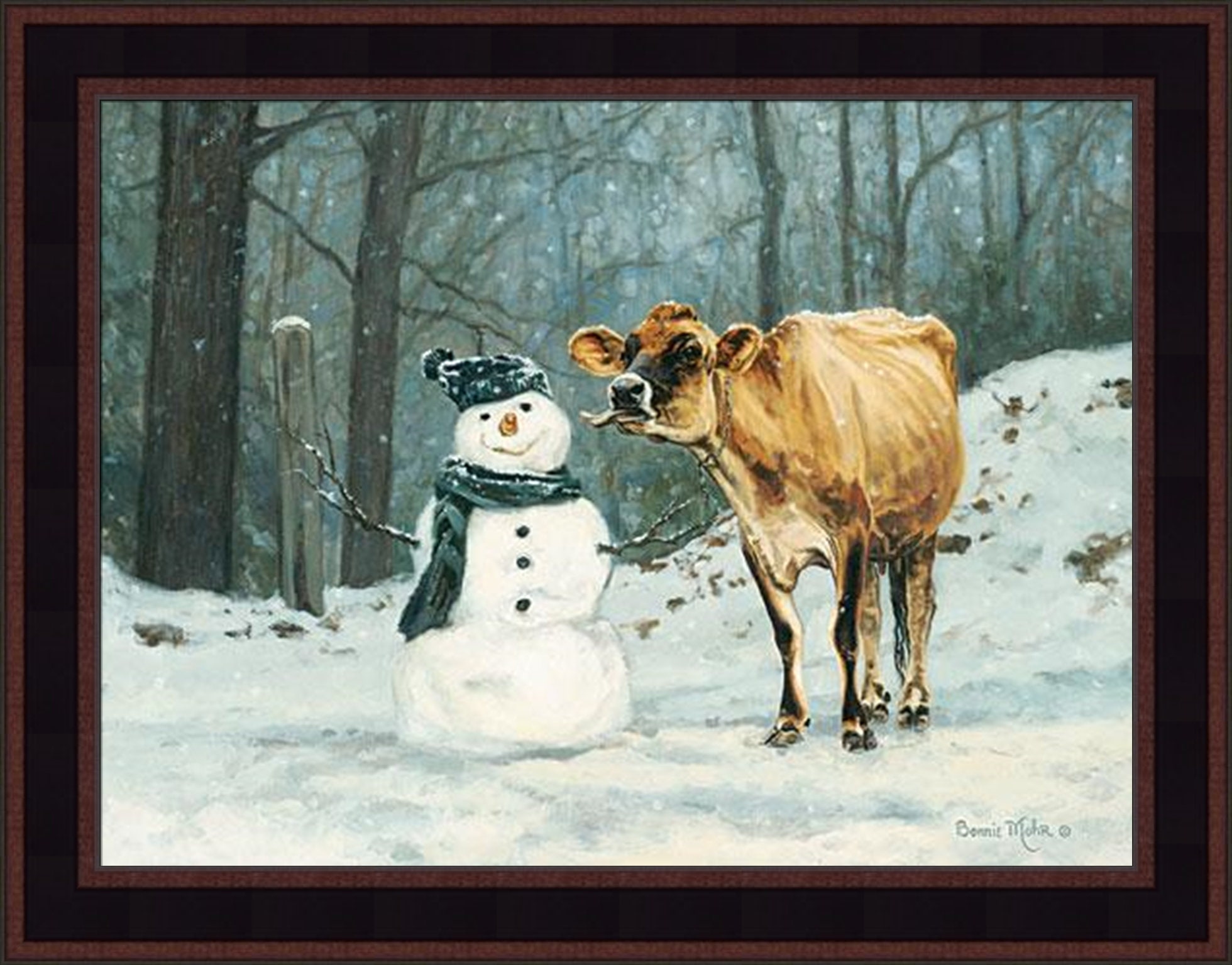 thumbnail image 2 of Bonnie Mohr Art Print – 'The Winter Robin' (COW319) – Framed Or Plaque Options Available 2 of 2