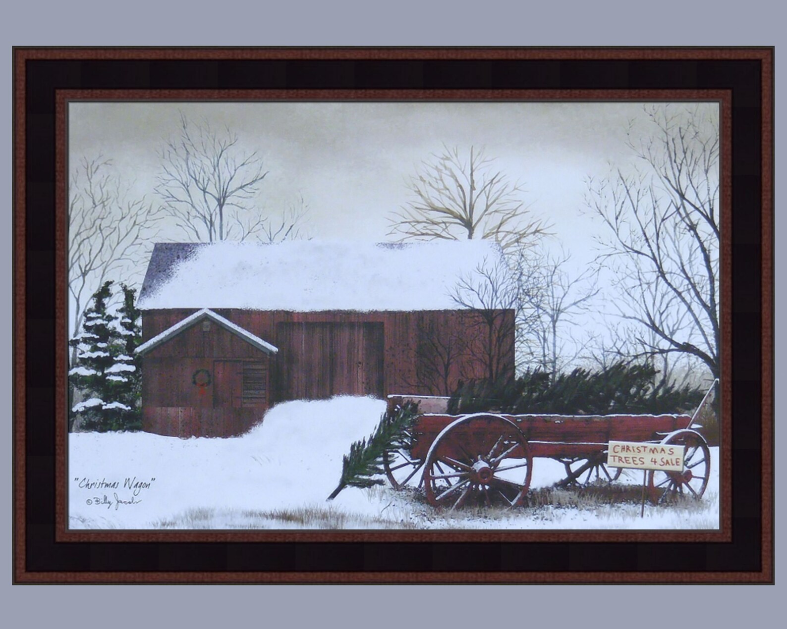 Christmas Wagon by Billy Jacobs 16x22 Trees for Sale Red Barn Etsy