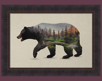 The North American Black Bear by Davies Babies 20x28 Wildlife Arte enmarcado grande para Cabin Resort Print Picture