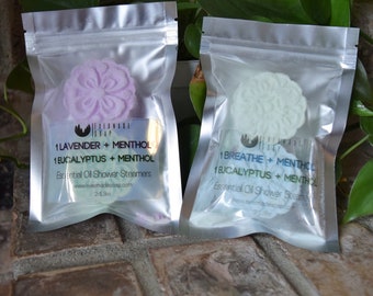 Homemade Shower Steamers/ shower bomb/ Menthol shower steamer/ eucalyptus peppermint lavender all natural sinus relief self care box
