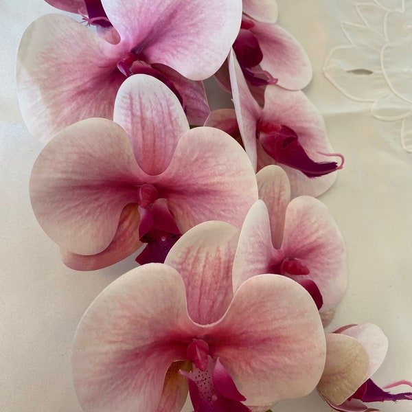 Artificial Orchid, Real Touch Orchids, Variegated Pink Orchid, Phalaenopsis Orchid Flower Artificial Flowers Pink Flowers, Gift for Her