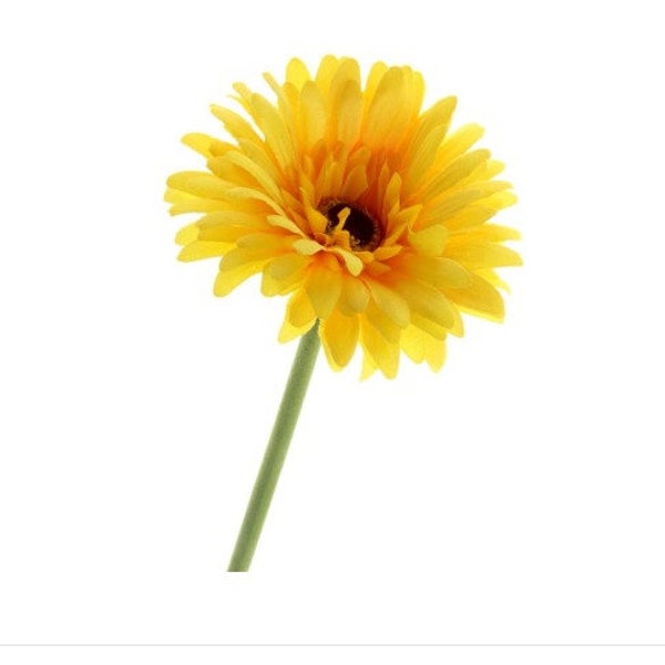 Künstliche Gerbera-Blumen, gelbe Kunstblumen, künstliche Gerbera, Gerbera-Gänseblümchen, Seide, Frühlingshochzeit. Gelbe Blumen, Geschenk für Sie.