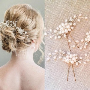3x Bridal Hair Accessories Bridal Wedding Hair Pin/Hair Vine, Wedding Hair Accessories Crystal Diamante Pearl, Bridesmaid Hair Accessories