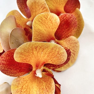 Artificial Orange Orchid, Orange Flowers, Flowers Gift for Her, Real Touch Orchids, Faux Orchid Flowers, Wedding Flowers, Artificial Flowers