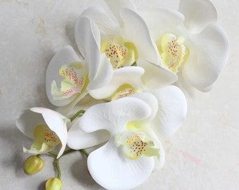 Artificial Orchid, Flowers Gift for Her, Real Look Orchids, Large White Orchid, Phalaenopsis, Faux Orchid Artificial Flowers White Flowers