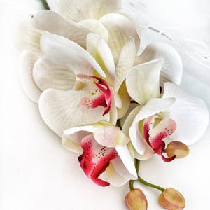Artificial Orchid Flower Gift for Her, Real Touch Orchids, White & Pink Orchid Stem, Phalaenopsis, Faux Orchid, Artificial White Flowers