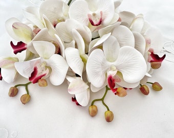 Künstliche Orchidee, Blumengeschenk für Sie, echte Touch-Orchideen, weiße und rosa Orchidee, Phalaenopsis, künstliche Orchidee, künstliche weiße Blumen