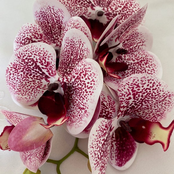 Kunstmatige orchidee, magenta roze gevlekte orchidee, roze bloemen, bloemen cadeau voor haar, kunstbloemen, echte look orchideeën faux orchideebloem