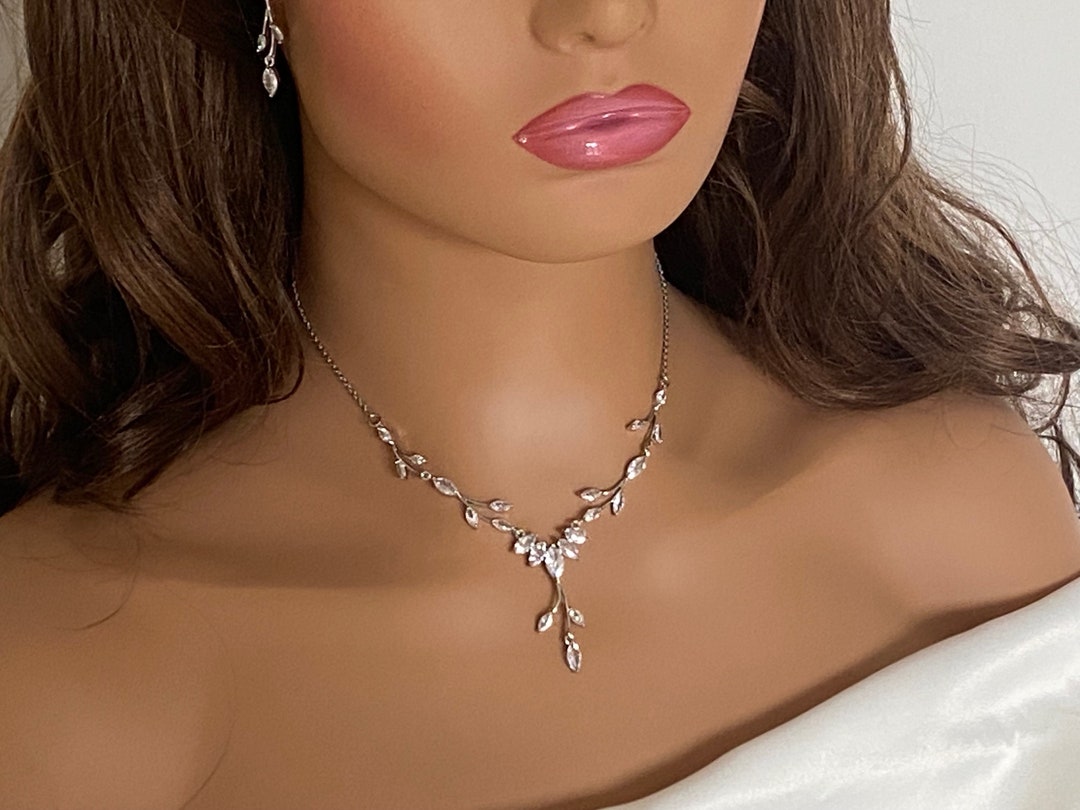 Crystal Jewellery Set Christmas Gift for Her. Bridal Necklace Earrings ...