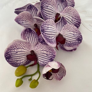 Artificial Orchid, Make your own Plant, Flowers Gift for Her, Real Look Orchids, Purple Striped Orchid, Phalaenopsis, Faux Orchid Flower