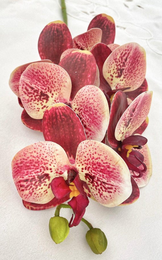 Knstliche Orchidee, Geschenk fr Sie, Rotfleckige Orchidee,  Orchideenpflanzenbltter, Orchideen-Kunstblumen-Rote Blumen fr  Blumenarrangement - Etsy.de
