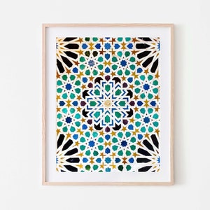 Alhambra Print, Mosaic Print, Alhambra Art, Mediterranean Wall Art, Geometric Art, Modern Boho Chic, Islamic Geometric Art, Ceramic Art