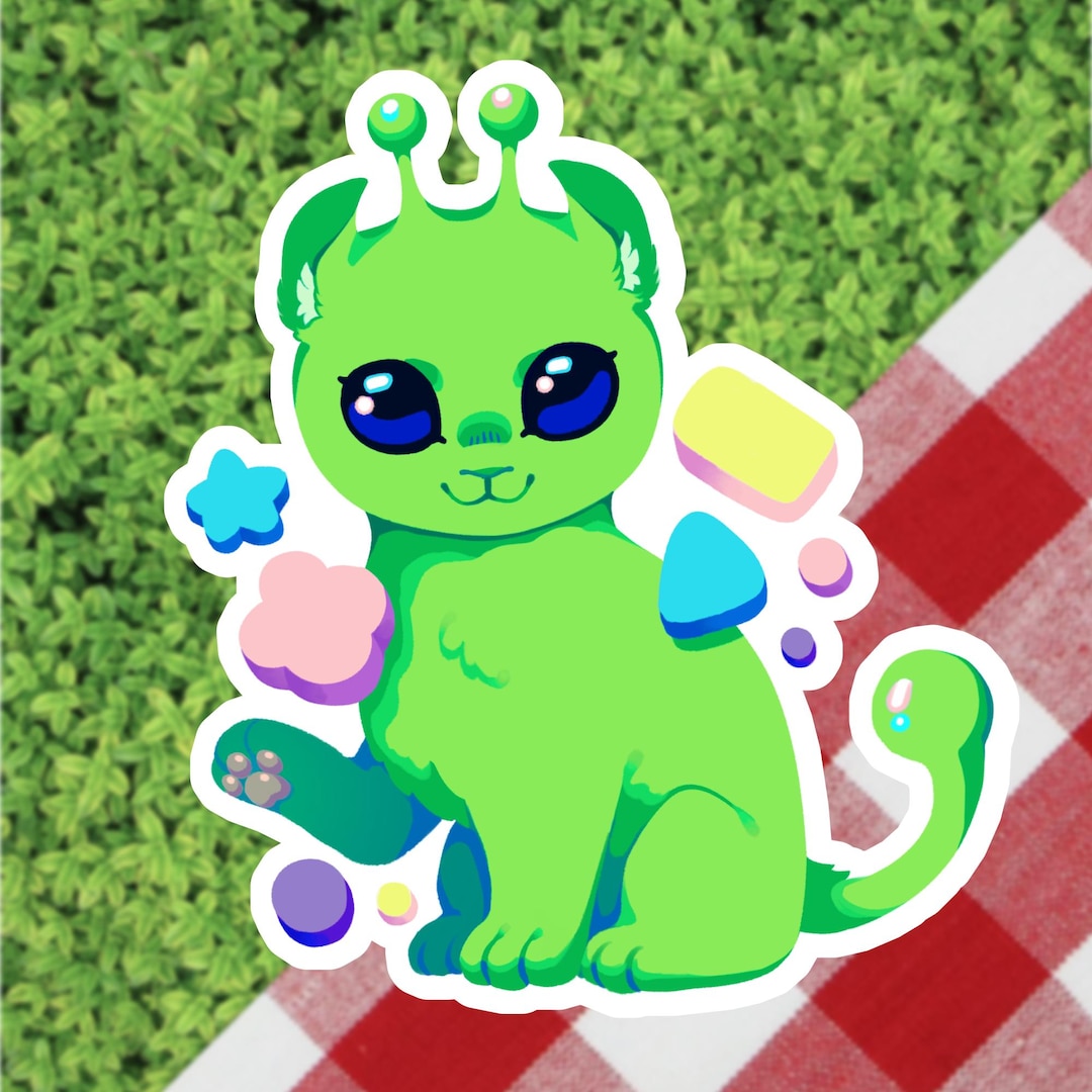Alien Kitty - Vinyl Sticker - Etsy