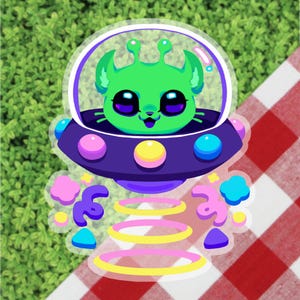 UFO Alien Kitty - Vinyl Sticker