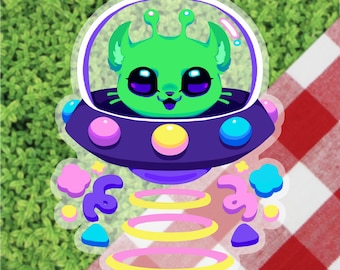 UFO Alien Kitty - Vinyl Sticker