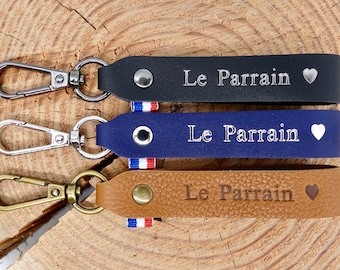 Porte- clés en cuir fait main "Le Parrain"