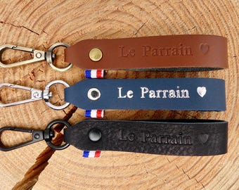 Porte- clés en cuir fait main "Le Parrain"