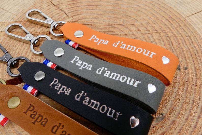 Porte-clés en cuir fait main Papa d'amour image 3