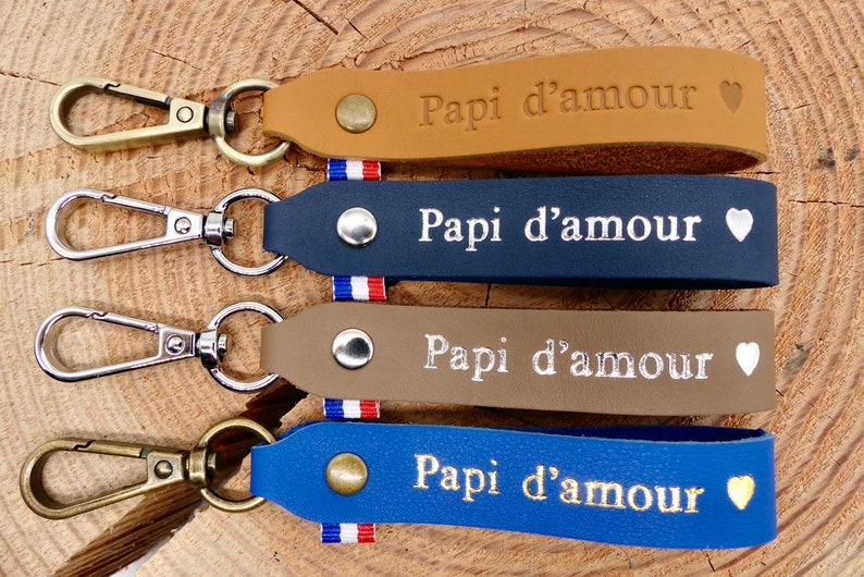 Porte-clés en cuir fait main Papi d'amour ou Papy d'amour image 2