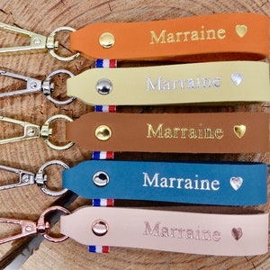 Porte-clés en cuir fait main Marraine image 1