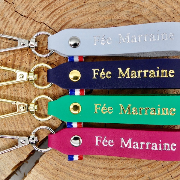 Porte-clés en cuir fait main "Fée Marraine"