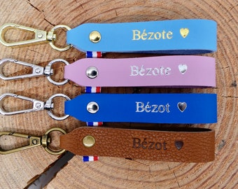 Porte-clés en cuir fait main "Bézot/Bézote"