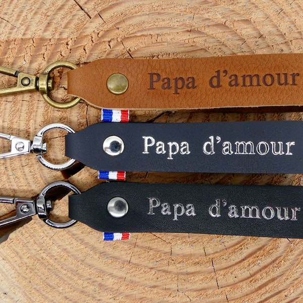Handmade leather keychain "Papa d'amour"